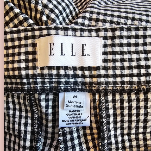 ELLE Black and White Gingham Pull On Pants Size Medium - Picture 3 of 3